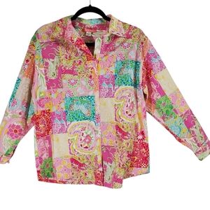 KEY WEST Woman's Blouse Size Small 100% Cotton Pasley Print